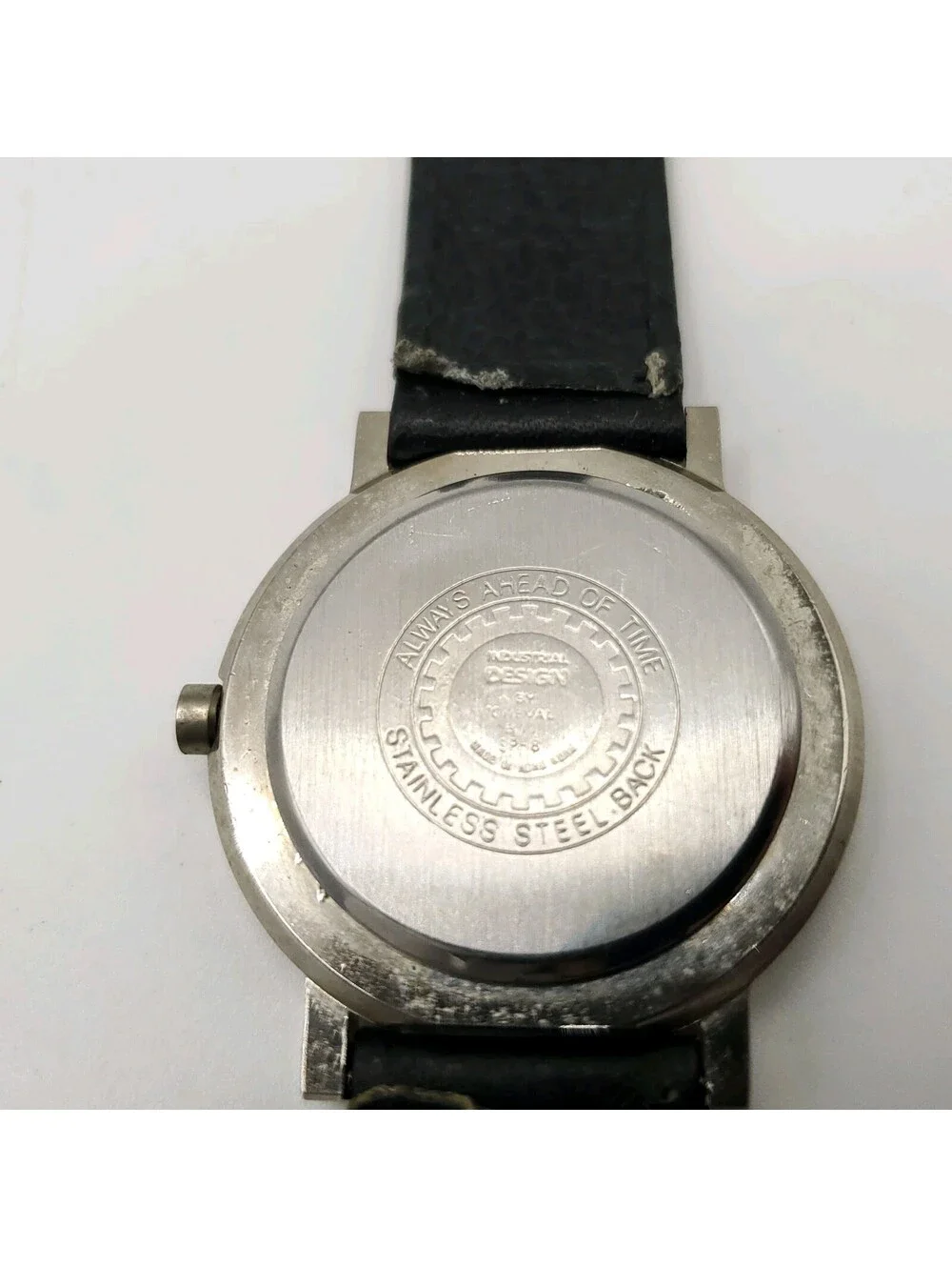 Geo Time Always Ahead Of Time 35mm Quartz New Battery Silver Tone Black Band